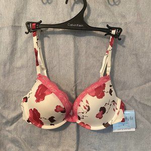 Calvin Klein Cream/Rose Patterned Bra - Size 34B